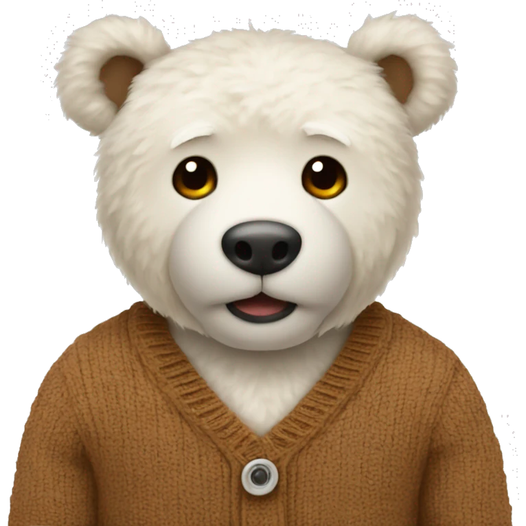 White teddy bear with brown sweater emoji