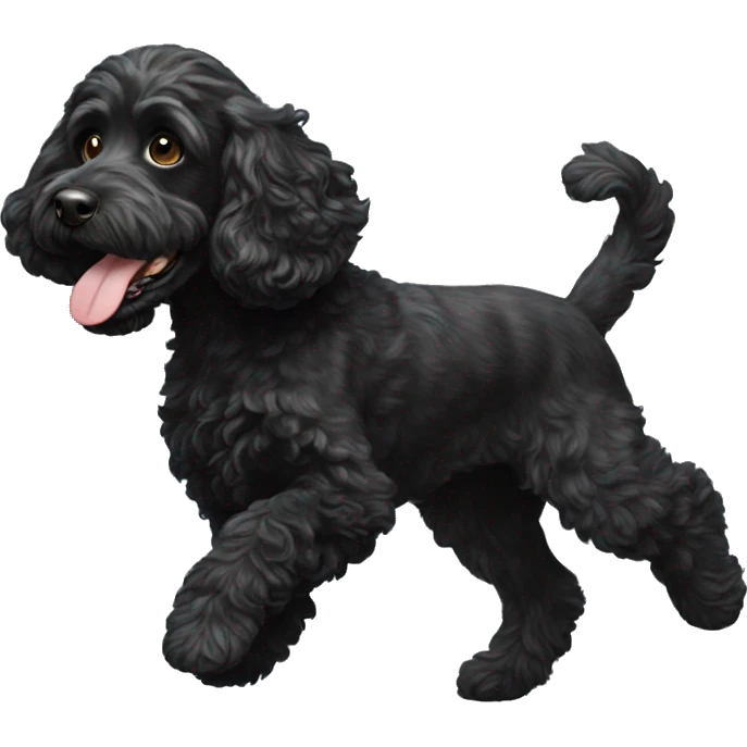 Black cockapoo running emoji