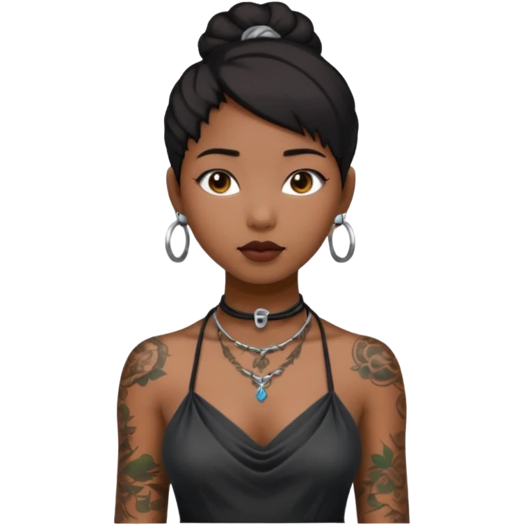 asian black girl with neck tattoo and 2 string dress emoji