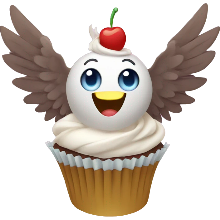 Cupcake with wings emoji