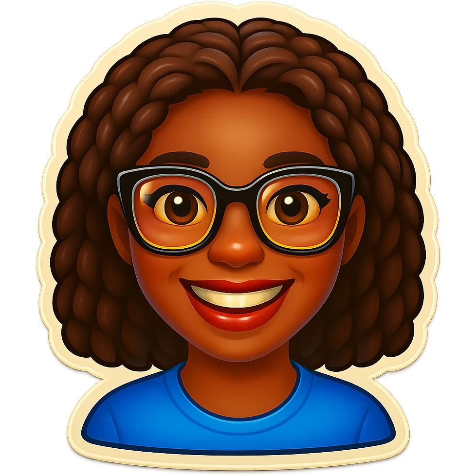Add glasses to the Kemi Badenoch smiling emoji, keep the background transparent. emoji