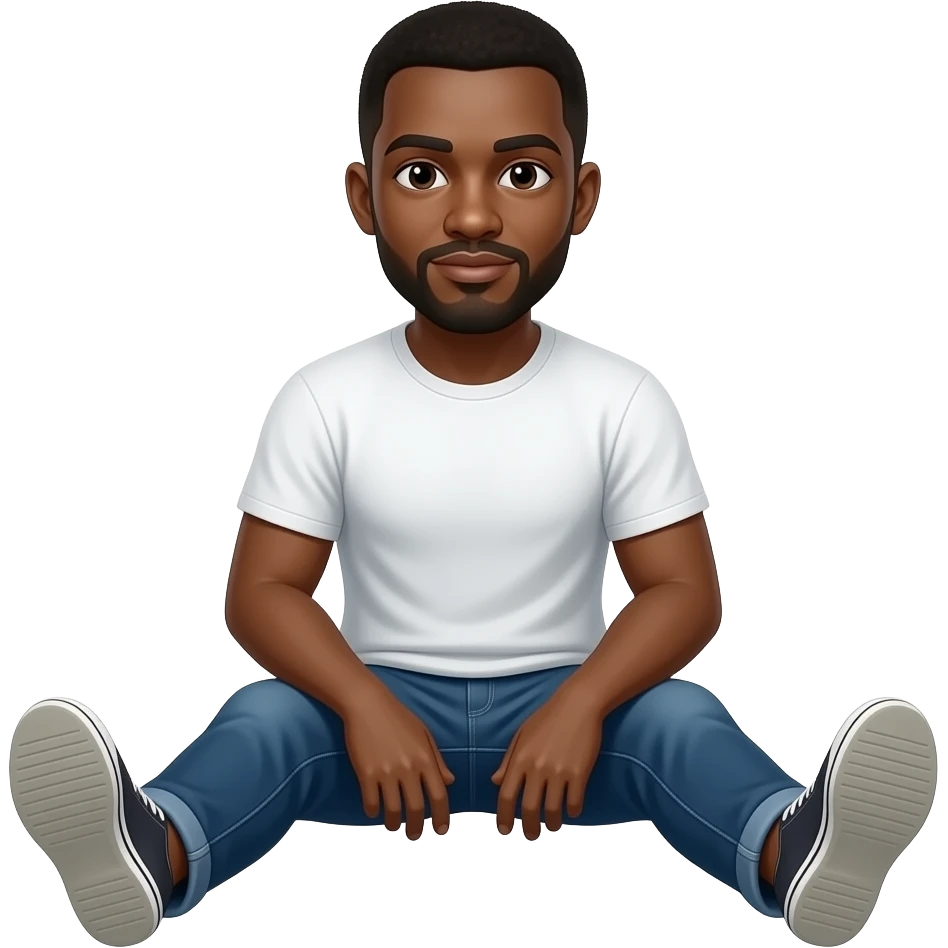Coloca al hombre afroamericano de frente, sentado con las piernas abiertas emoji