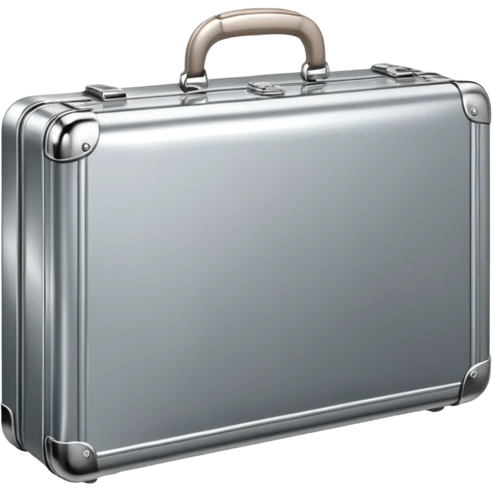 A luxury briefcase emoji made of polished silver chrome, smooth rectangular shape, metallic reflections, minimal high-end design, swag business aesthetic, iOS emoji style, centered, clean white background
 emoji