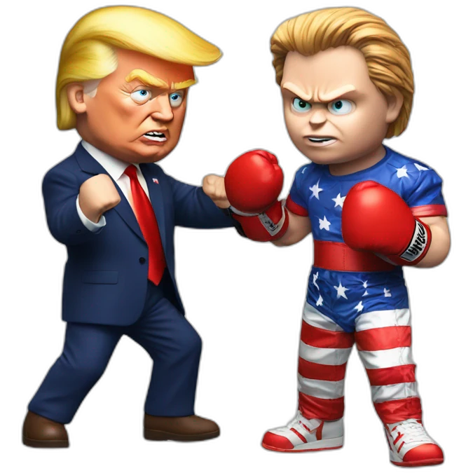 Chucky boxing with trump emoji