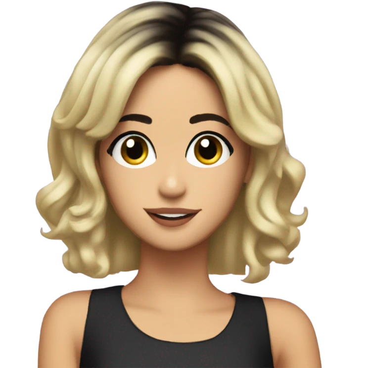 tini stoessel with a black and short hair emoji