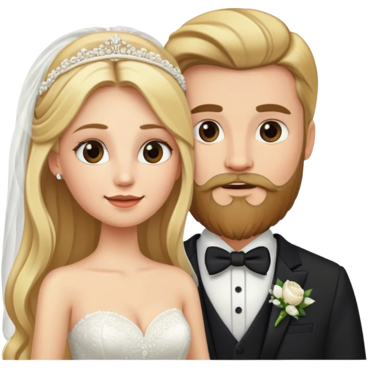 bride long blonde hair groom with beard emoji