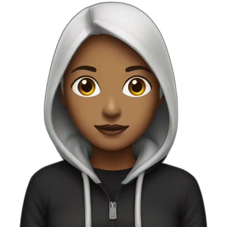 woman with a black hoody emoji