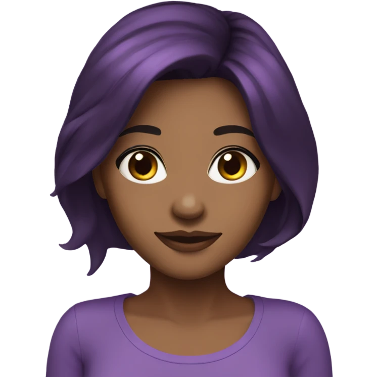 Beautiful woman with dark brown hair. Purple on ends of hair emoji