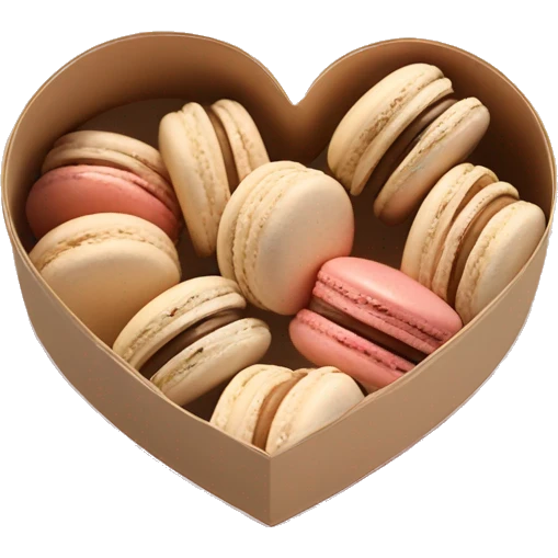 Beige asthetic macarons in a Heart Box emoji