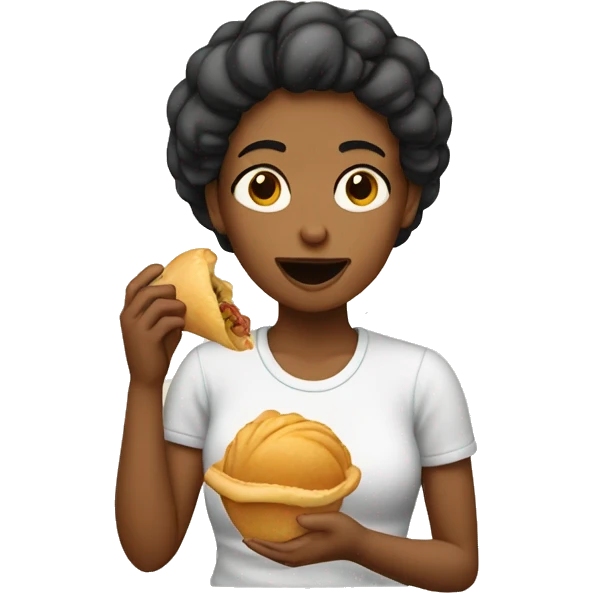 A female eating a concha  emoji