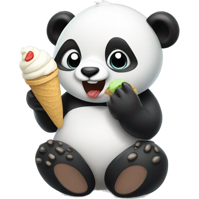 Panda eating ice cream emoji