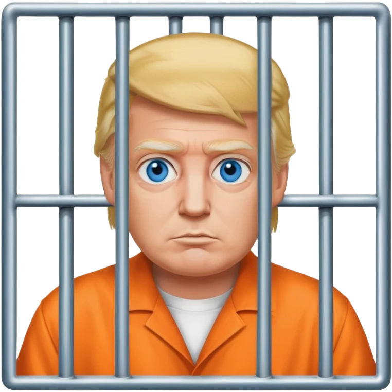Trump blue eyes orange  jumpsuit in prison with bars emoji