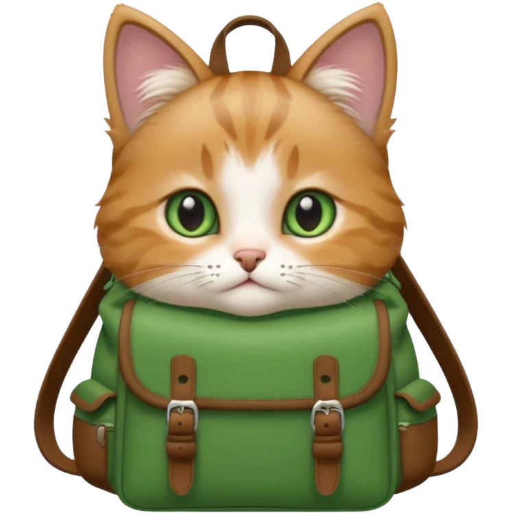baby cat wear green backpack emoji