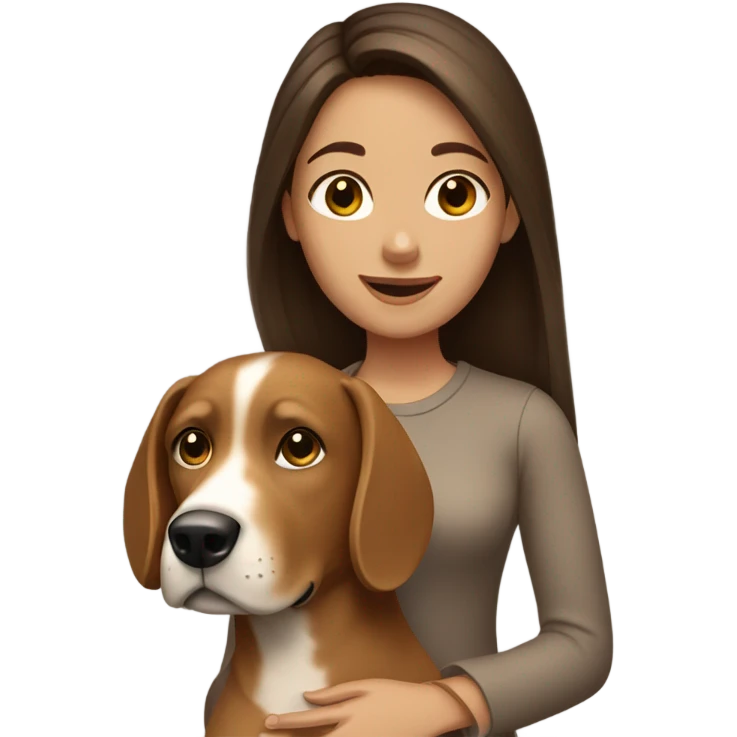 brunette girl with light brown dog emoji