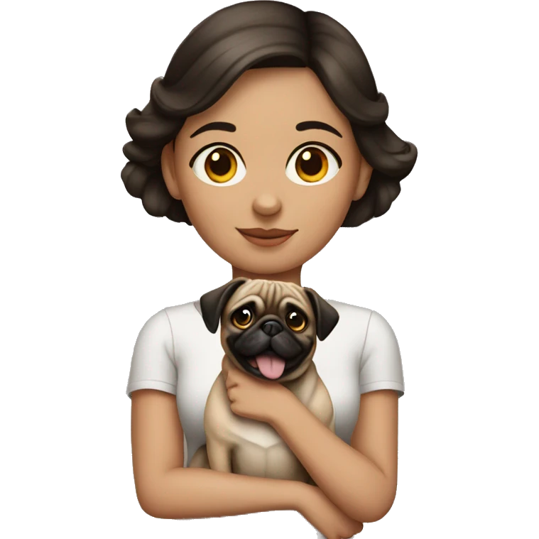 Brunette girl with pug dog emoji