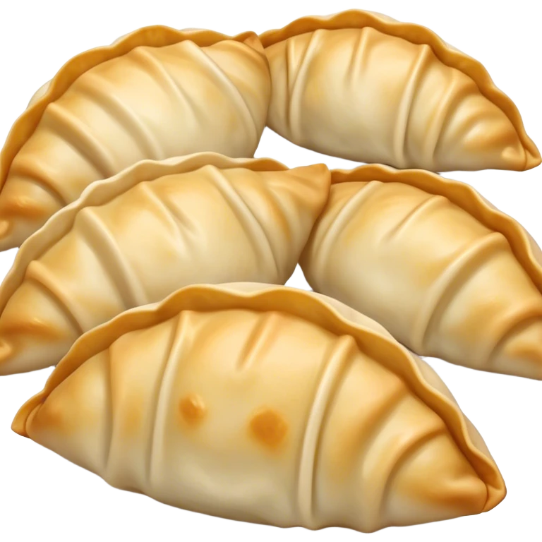 Gyoza Cinematic Realistic Gyoza Dish Emoji, depicted in a close-up view of 1 to 2 delicate dumplings with a crisp, golden exterior and savory filling, rendered with exquisite detail and dynamic lighting. emoji
