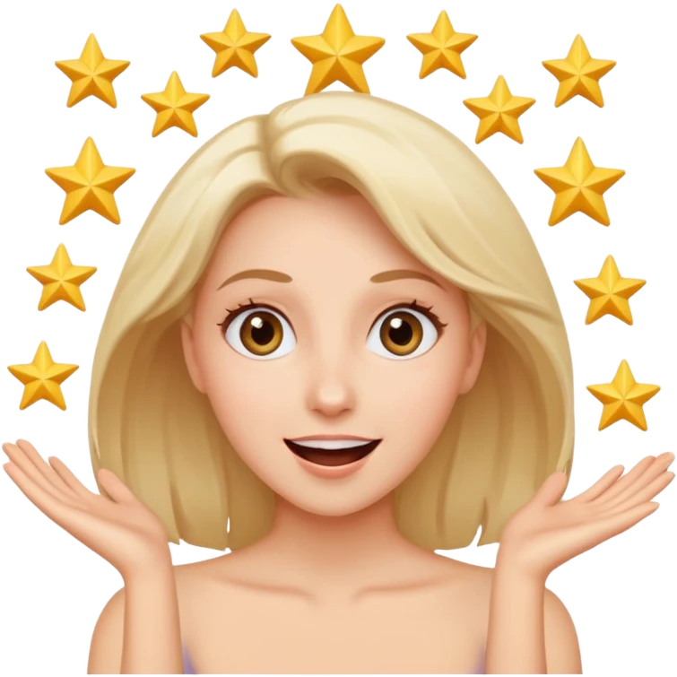 pria dengan ekspresi senang / excited dengan mata menjadi bintang emoji