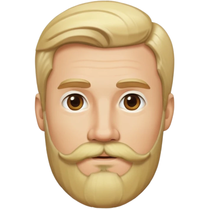 blonde man with blonde hair and blonde mustache, no wrinkles, and a beard. emoji
