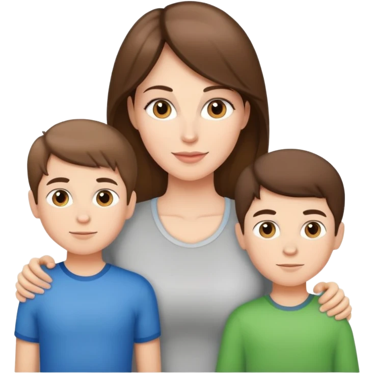 Light brunette beautiful fit mom with 3 sons emoji