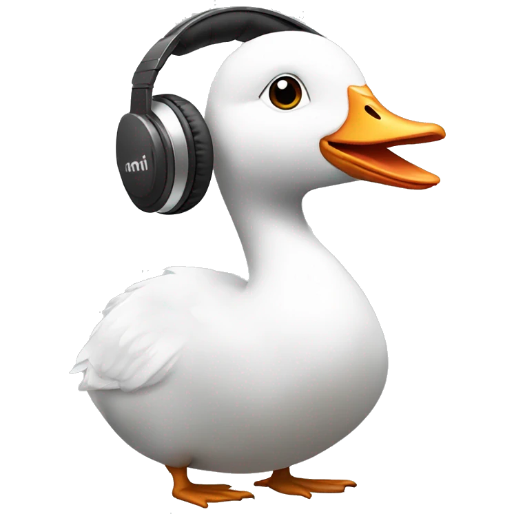 cartoonWhite Goose with headphones emoji