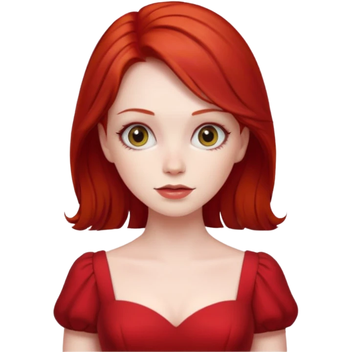 lady in red clothes , ed hair emoji
