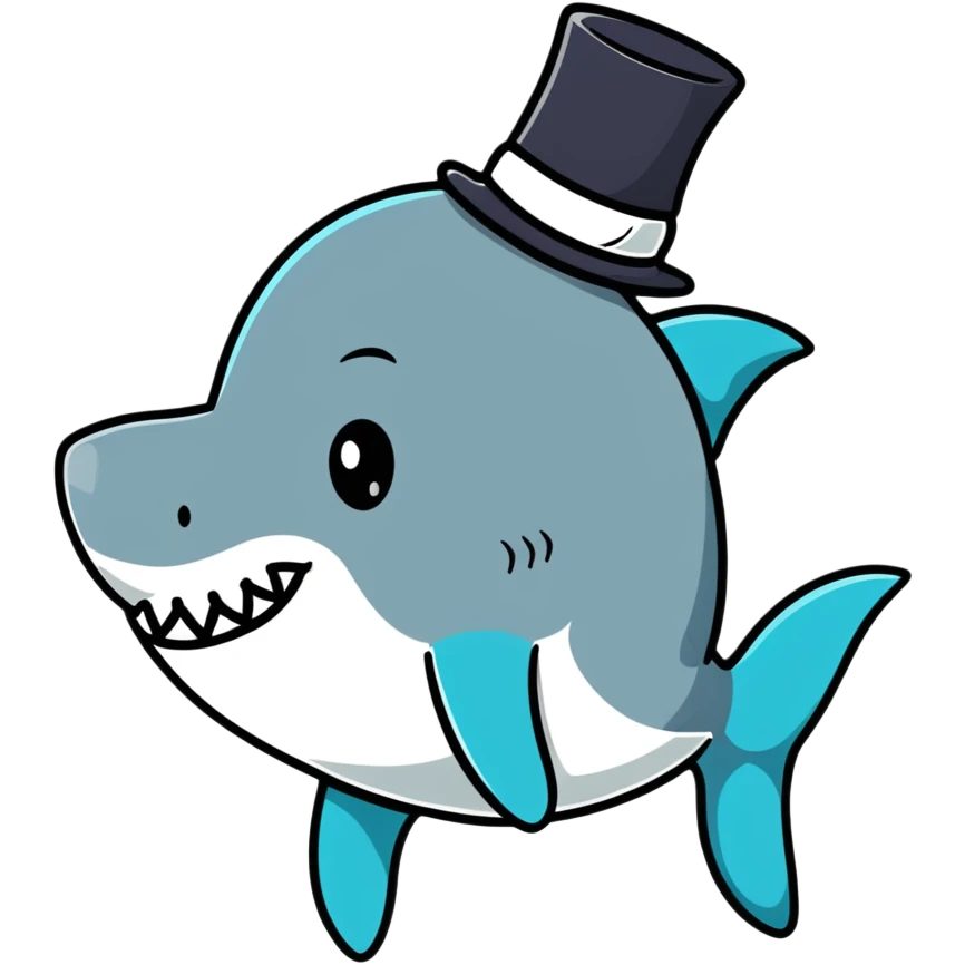 shark wearing a top hat emoji