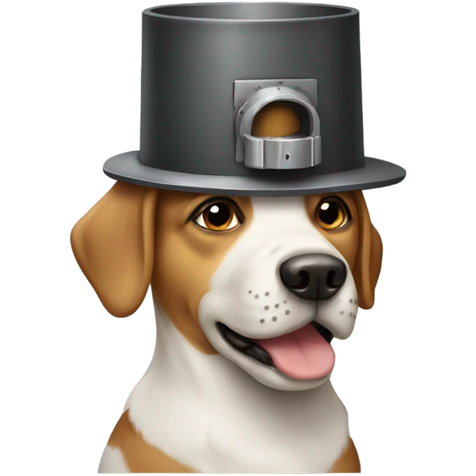 A Dog wearing a Tower on his head emoji