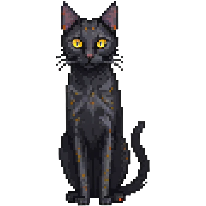 skinny black cat with yellow eyes emoji