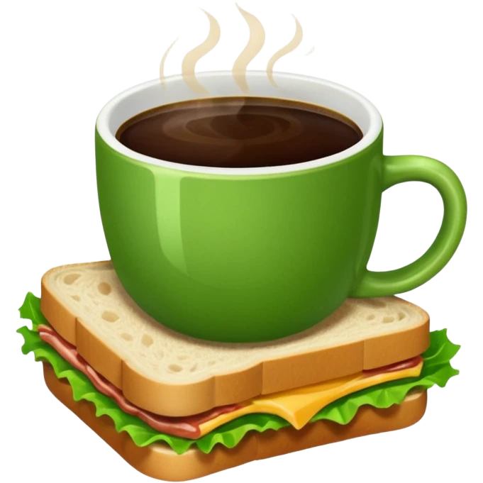 green cup Coffee and sandwich emoji