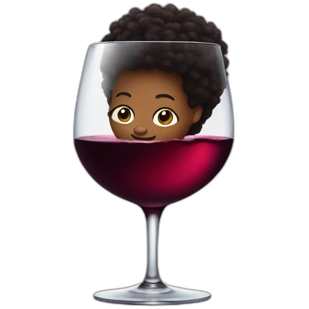 Afro inside a glass of wine emoji