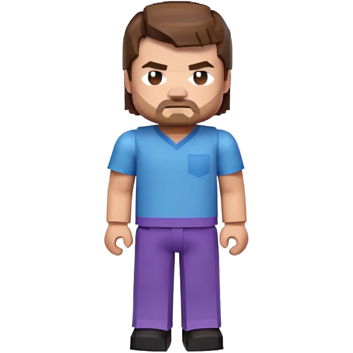 Jack Black as Minecraft Steve, blocky character with brown hair, blue shirt, and purple pants emoji