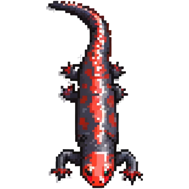 red-spotted salamander with black body and bright red spots emoji