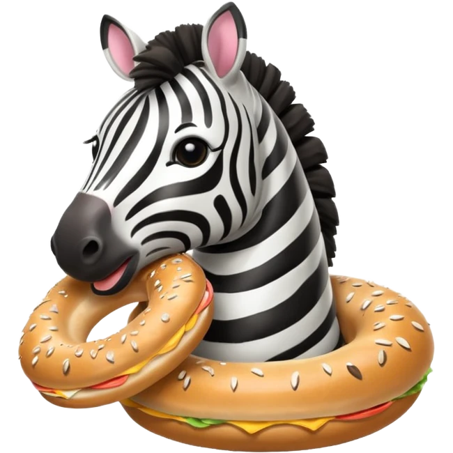 zebra eating bagel emoji