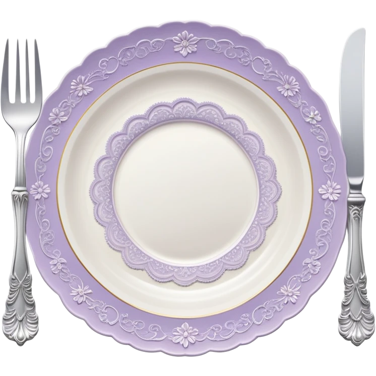 Pale purple lace plate with appliances emoji