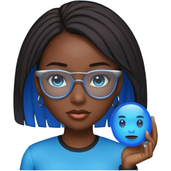 i want an emoji of a cool barb girl that likes blue, a techie girl that is like a matrix character and is black emoji