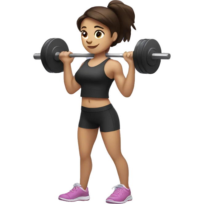 brunette girl lifting weights emoji