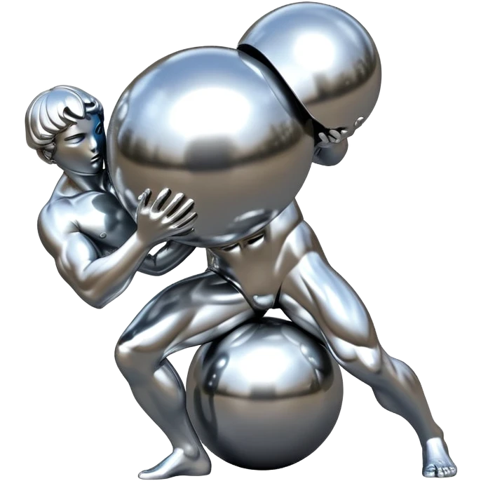 sorayama Sisyphus carrying big sphere on his back sculpture emoji