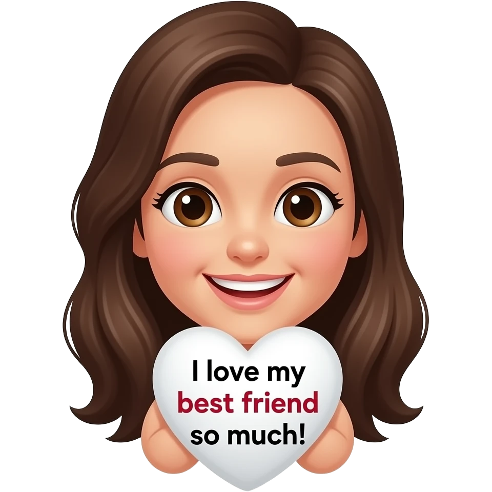Happy Emoji with a white heart and inside of the heart, it says, I love my best friend so much! emoji