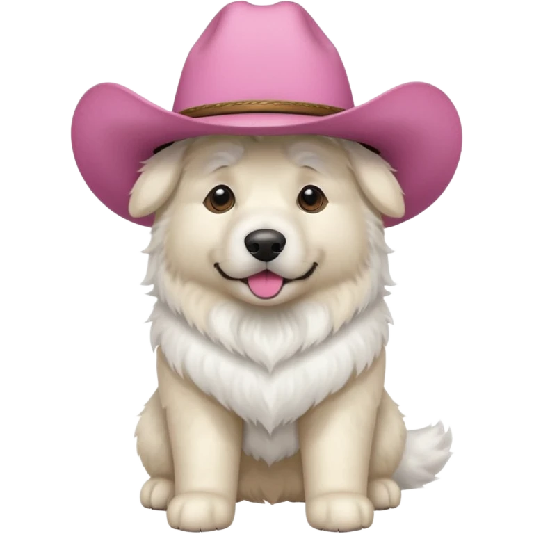 Great pyrenese with pink cowboy hatnese emoji