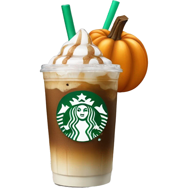 Starbuck ice coffee with ice cubes pumpkin emoji