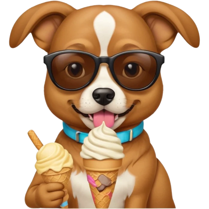 Dog with shades eating icecream emoji