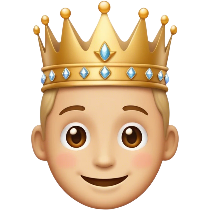 A playful, cartoon-style emoji with a smiling face wearing a tiny crown, surrounded by subtle sparkles for a fun and regal look emoji