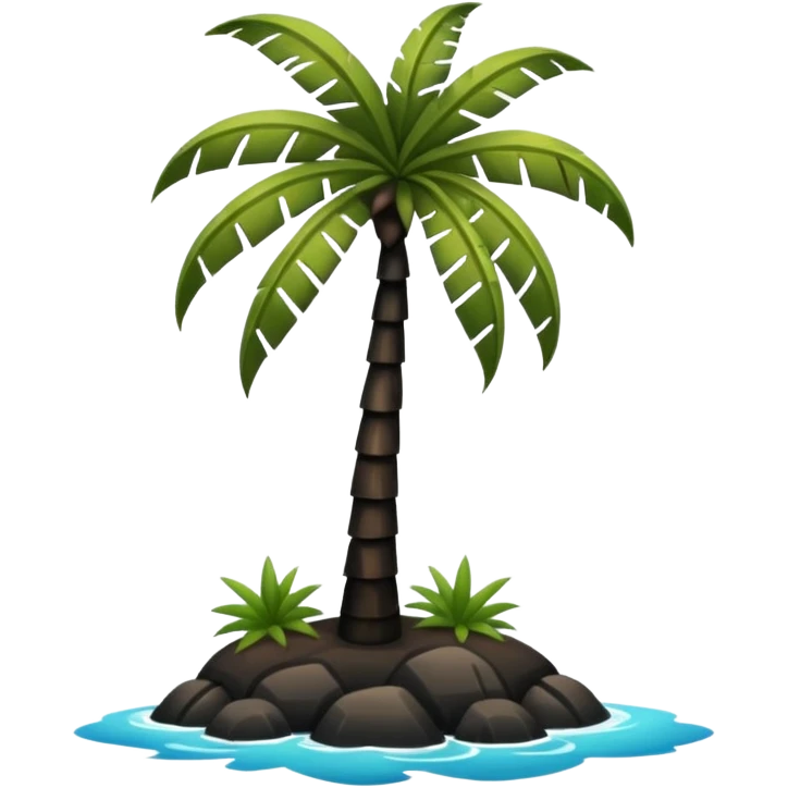 Palmera de color negro y isla negra emoji