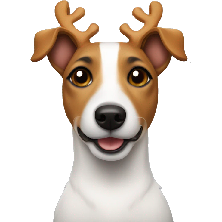 Jack Russell Terrier in a reindeer costume emoji