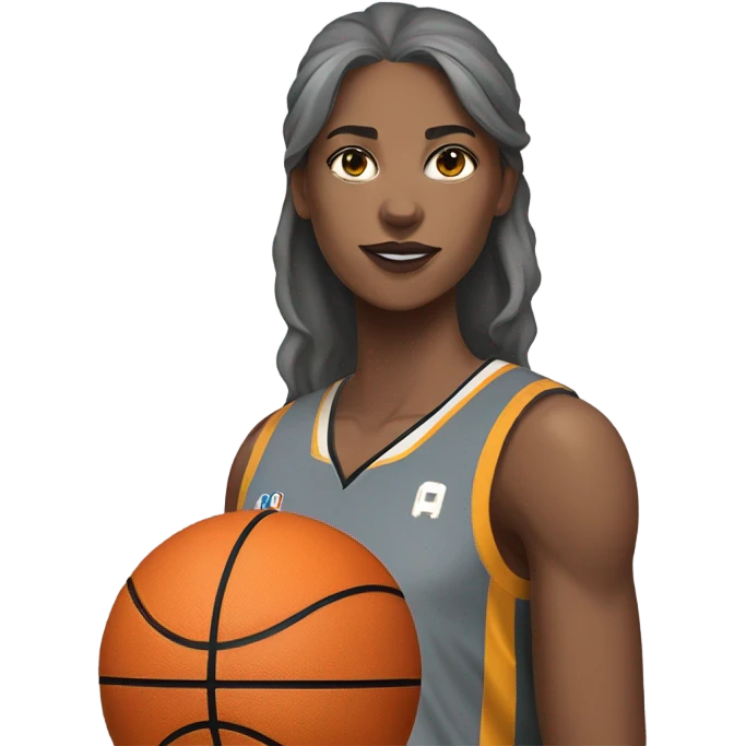 Grey wolf and female basketball grey uniform player number 0 emoji