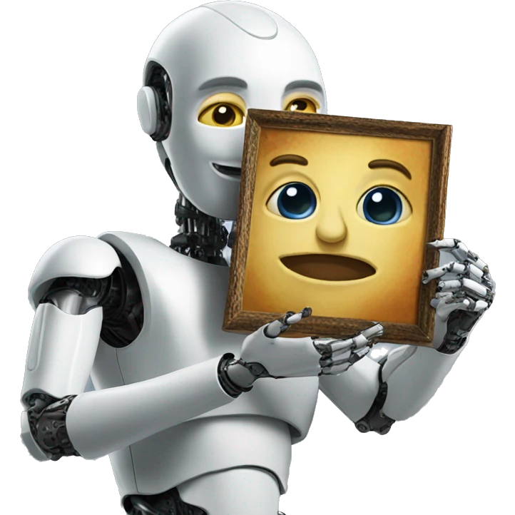 artificial intelligence holding its painting emoji