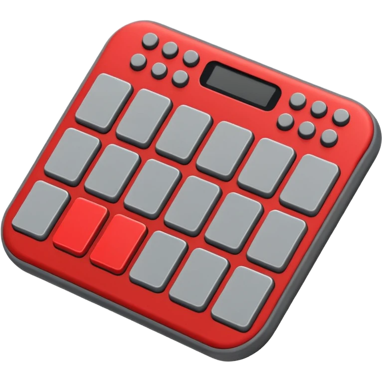 Create a clean, simple emoji of a digital percussion octapad. Flat design, rounded shapes, red and gray colors, minimal details, white background. emoji