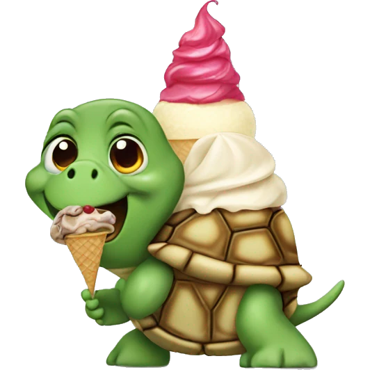 Turtle eating ice cream emoji