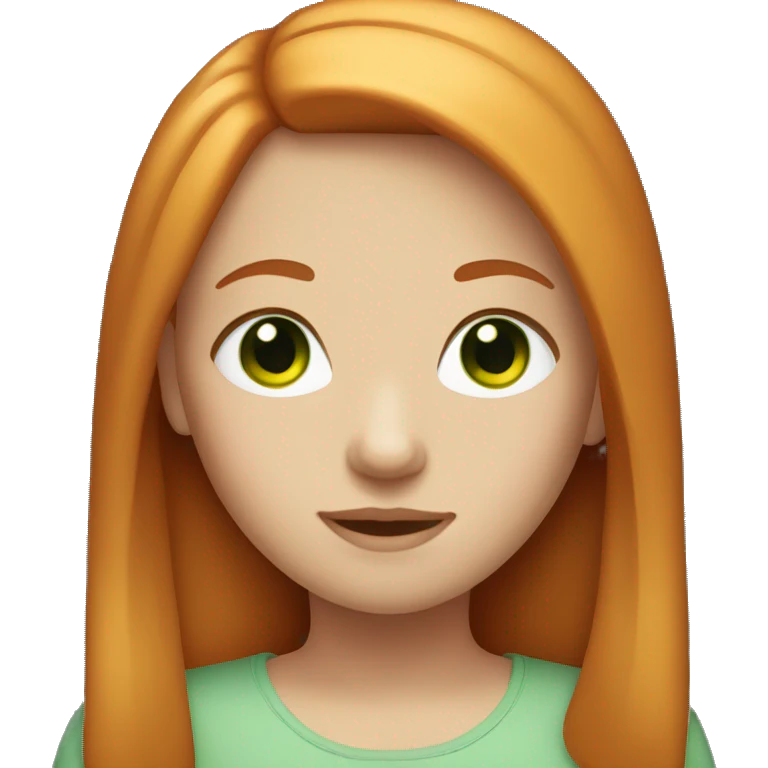 Girl with straight ginger hair and green eyes emoji