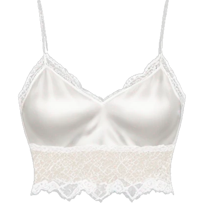 Realistic isolated side view white lace silk camisole.  emoji